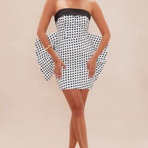 Fashion Nova Satin Polka Dot Mini Dress BRAND NEW Luxe Bridal Formal Cocktail